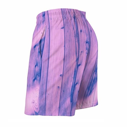Hawaiian Shorts for Men - Comfy Light Purple Bright Wood Grain Print Mens Swim Trunks Bathing Suits with Mesh Lining4