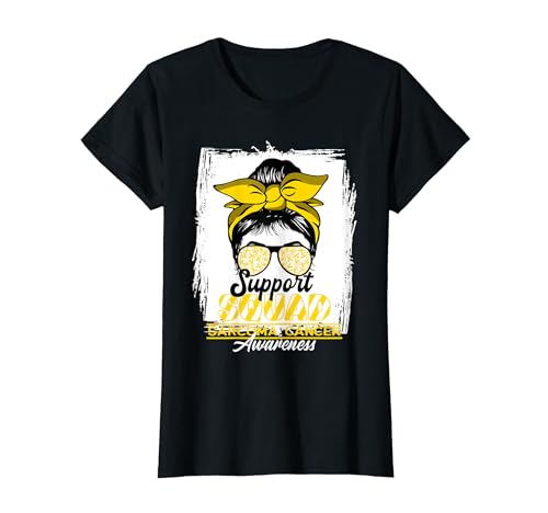Femme Messy Bun Support Squad I Sarcomata Sarcome Cancer T-Shirt