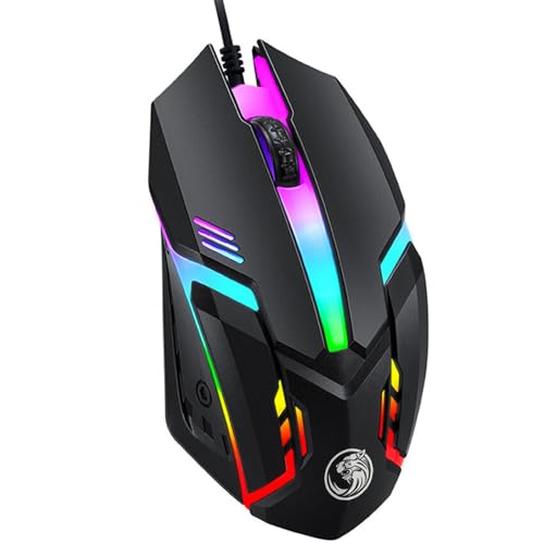 JUSTOP Gaming Mouse, USB Wired Plug&Play, Lightweight, 1000 DPI Optical Sensor, RGB LED Lighting, Black - Image 3