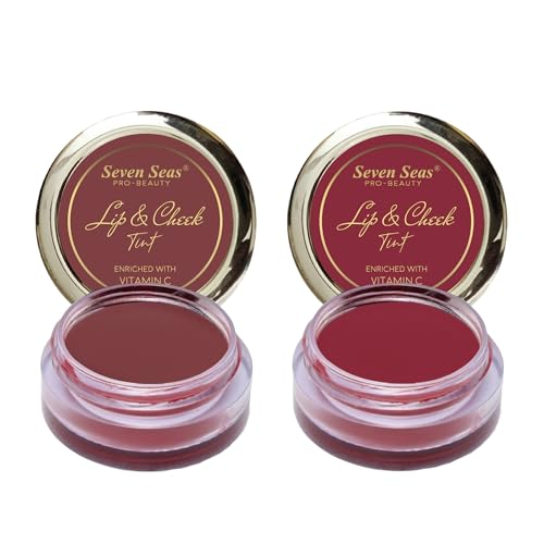 Image of Seven Seas Lips & Cheek Tint Combo Pack of 2 | Matte Natural Blush for Women | Lip Tint with Vitamin E | Nourishing Cheek Tint (Copper Rust, Mandy)