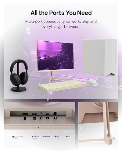 Image of Pixio PX249 Wave Pink Rose Gold 24 inch 240Hz Refresh Rate FHD 1080p Resolution Fast IPS Panel 1ms GTG Response Time Built-in Speakers Gaming Monitor with Adaptive Sync