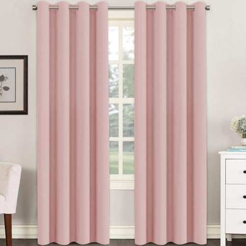 Image of H.VERSAILTEX Blackout Curtain for Living Room Thermal Insulated Window Treatment Curtain Extra Long 96 inch Length Energy Saving Grommet Top Blackout Drape, One Panel, Baby Pink, 52 inch W x 96 inch L