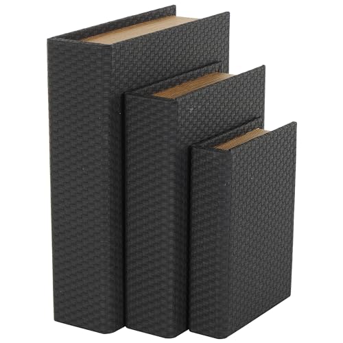 Deco 79 Faux Leather Decorative Box Book Shaped Book Shaped Boxes, Set of 3 Decorative Keepsake...