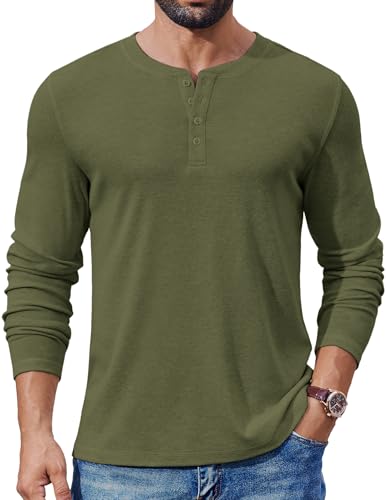 COOFANDY Mens Henley Shirts Long Sleeve Buttons T-Shirts Casual Basic Pullover