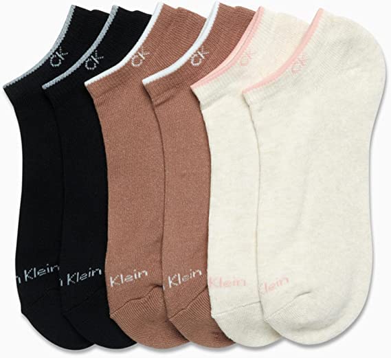 Image of Calvin Klein Womens No Show Socks - 6 Pack Breathable Cotton Blend Athletic Performance Low Cut Running Socks for Women