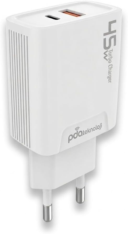 PDAteknoloji 45 watt USB + Type-C PD Hızlı Şarj Başlık Adaptör Fast Turbo Qualcomm 3.0 (Yerli Üretim) (45w Çift Giriş)