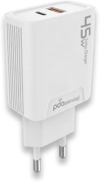 PDAteknoloji 45 watt USB + Type-C PD Hızlı Şarj Başlık Adaptör Fast Turbo Qualcomm 3.0 (Yerli Üretim) (45w Çift Giriş)