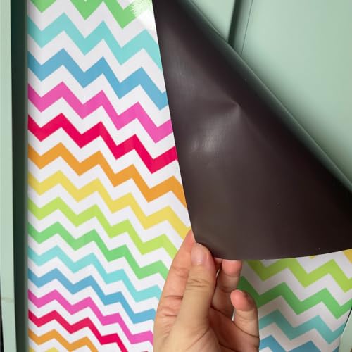 Svartur 36" x 12" Magnetic Locker Wallpaper for School Locker Decor, Magnetic Vinyl Reusable, Stain-Free, Easy Application, Trim to Fit - Roll Format, Rainbow, 2 Panel by Svartur - Used condition - Image 4