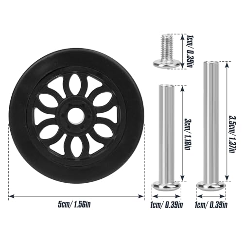 Domiella 4Pcs Luggage Replacement Wheels, OD 50mm 360 Spinner Swivel Casters, Wear-Resistant Rubber Suitcase Trolley Wheels Repair Kit, PF302