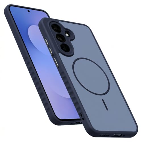 Image of VONZEE Matte Magnetic Case Compatible for Samsung Galaxy A55 Wireless Charging Shockproof Anti-Scratch TPU PC Slim Fit Full Protection Phone Cover for Samsung Galaxy A55-NAVY