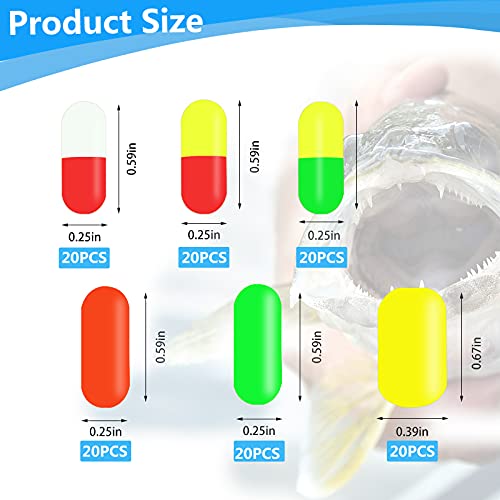 120 Pieces Foam Floats Pompano Fishing Rigs Snell Floats Pompano Rigs Fishing Rig Making Kit for Trout Catfish Walleye (Mixed-1)