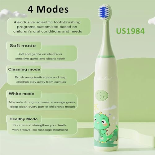Image of Sonic Electric Toothbrush for Adults with 3 Brush Heads & 4 Cleaning Modes, Rechargeable Electric Toothbrush with 2 Minute Timer & 18000 Strokes /min with 30 days Long Battery Life (Green)