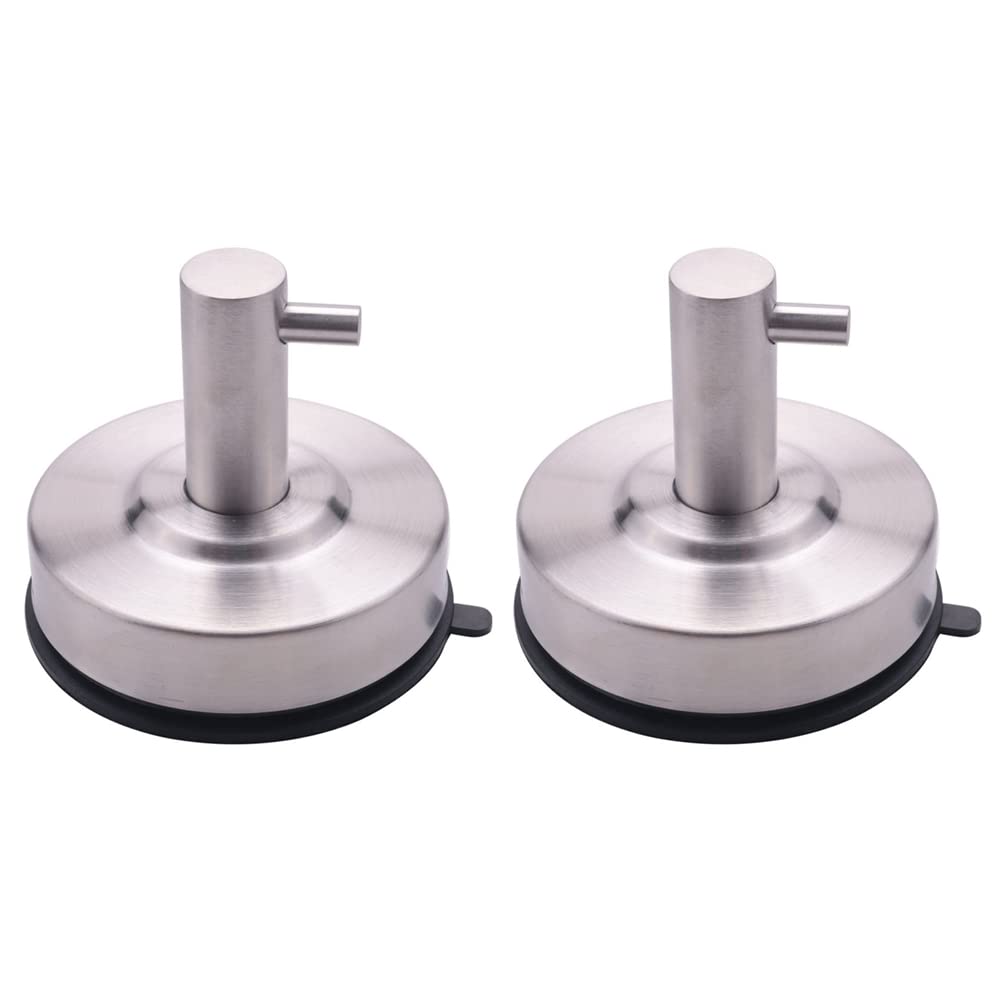 Hndhbfgrt Silver 2X Waterproof Strong Vacuum Suction Cup Hanger Stainless Steel Wall Hook Bathroom