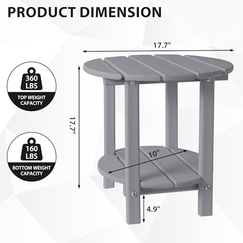 Sundale-Outdoor-18-Round-Small-Side-Table-Patio-Adirondack-End-Table-2-Tier-Outside-Table-for-Pool-Garden-Beach-Grey Sundale Outdoor 18 Round Small Side Table Patio Adirondack End Table 2 Tier Outside Table for Pool Garden Beach Grey