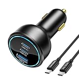 100W USB C Fast Car Charger, Total 138W 3 Ports Cigarette Lighter Charger Support Pd3.0&QC4.0, Type-C Car Adapter Fast Charging for Laptops, Tablet, MacBook, iPhone 16/15/14/13, Galaxy S24/S23 Ultra