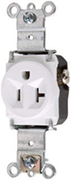 Legrand Pass & Seymour 5361W 20 Amp 125V Heavy-Duty Specification Grade Single Receptacle Outlet, Back and Side Wire, White (1 Count)