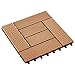 HXUHUWS Transform Outdoor Spaces with 11-Piece WPC Decking Tiles, Easy Tool-Free Installation, for Patios and Pools, Teak Color