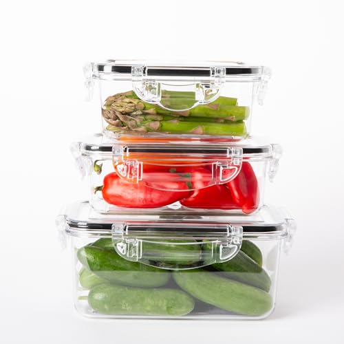 Image of gotman Airtight Food Storage Containers Set, Rectangle 3pack(3 Containers + 3 Lids)- Tritan 100% |BPA-Free Meal Prep Container | Microwave, Freezer and Dishwasher Safe | Leak-Proof Lids