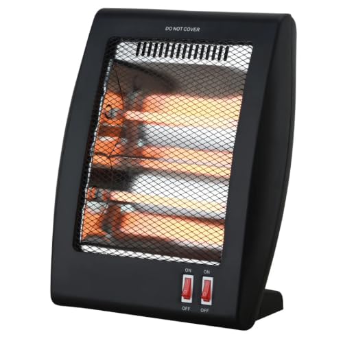 Estufa Halógena Oscilante 400/800 W con Antivuelco, Negro
