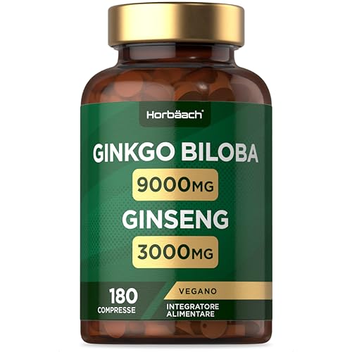 Horbaach Integratore Ginkgo Biloba e Ginseng 180 Compresse