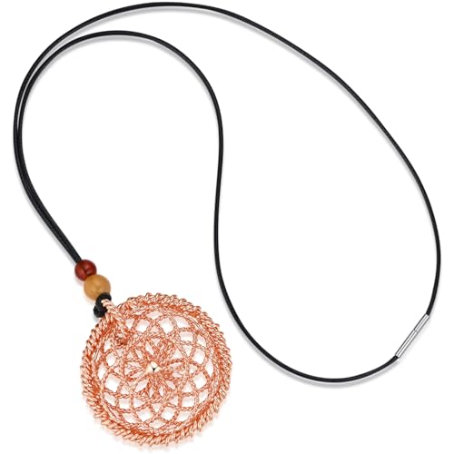 Lotus of Life Tensor Ring Necklace – Sacred & Lost Cubit Frequencies, Pure Copper & Gold Plated Pendant with Red Agate & Yellow Jade Beads for Meditation, Balance & Spiritual Focus2