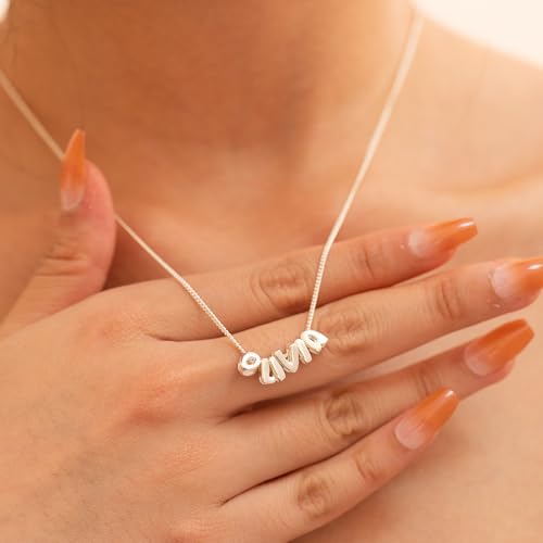 Personalized Bubble Name Necklace, 3D Letter Necklace Gold Plated, Dainty Custom Initial Necklace, Jewelry Gift for Women Girlfriend, Christmas Mother's Day2