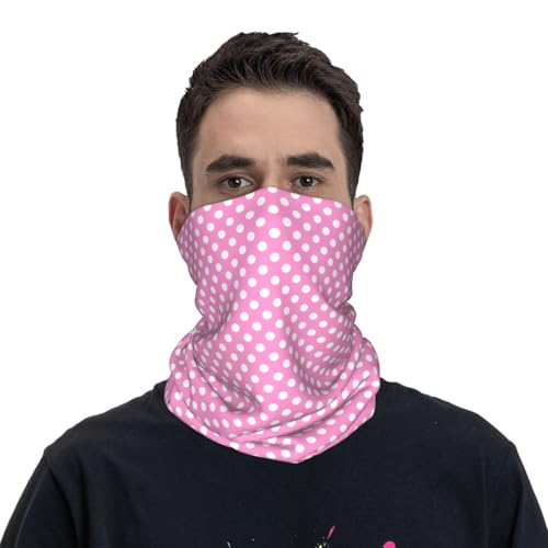 Neck Gaiters for Men Women - Vintage Polka Dots Pink Print Head Scarf Balaclava Face Neck Scarf Mask Cover Bandana3