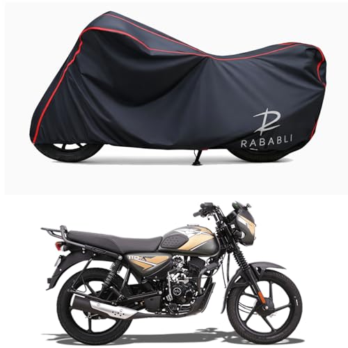 Image of Waterproof Bike Body Cover Compatible for | Bajaj CT 110 X | Taffeta Fabric, Red Piping Design, Bottom Elastic Fit | Dustproof, Sun UV & Rain Protection for All Bikes