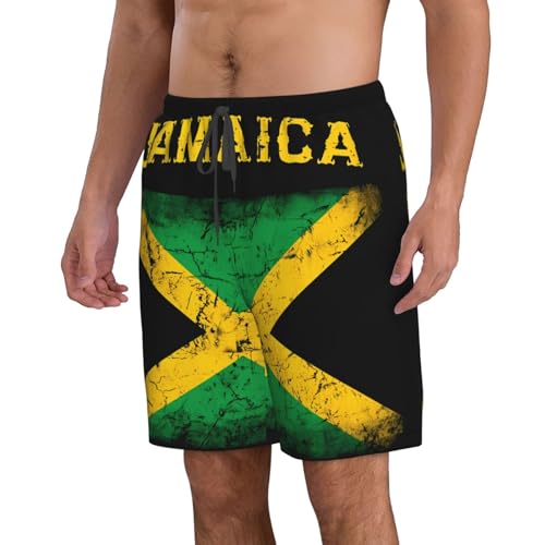Vintage Jamaica Flag Men's Quick Dry Swim Trunks Beach Board Shorts Swimming Swimwear2