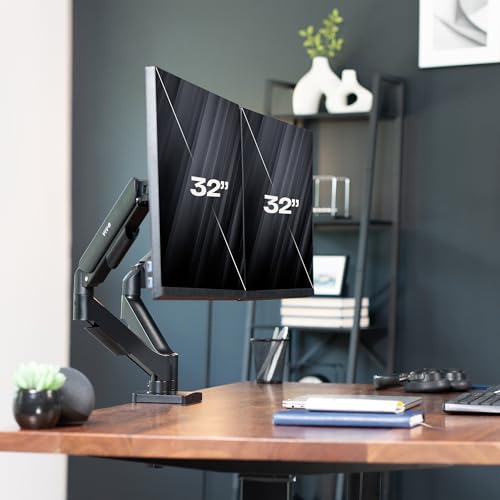 VIVO Dual Monitor up to 32 inches and 19.8 lbs per Screen, Pneumatic Arm Desk Mount, Articulating Counterbalance, VESA Stand, Classic, STAND-V002O - Image 3
