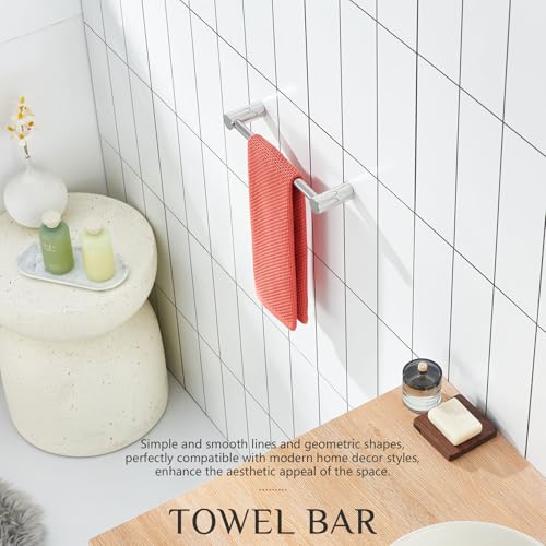 Image of KOKOSIRI Towel Bar Chrome 16-Inch Single Rail Bath Towel Holder for Bathroom Wall Polished Stainless Steel Bathroom Hardware Wall Mounted, B4007CH-L16
