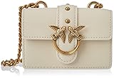 borsa Pinko Love Micro Simply Vitello, Accessori da Viaggio-Portafogli Donna, Z14Q_Bianco Seta-Antique Gold, U