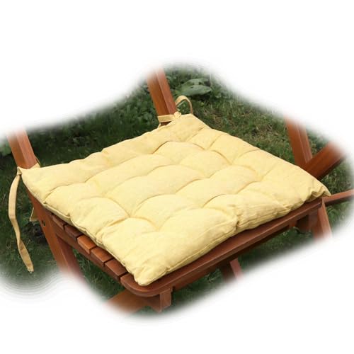 Darthome Mustard Outdoor Seat Pads Set Of 2 Square Yellow Quilted Garden Chair Cushions