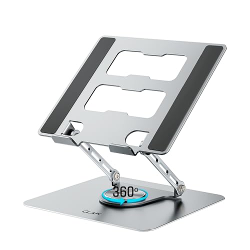 Image of CLAW Lift Pro X11 Laptop Stand with 360 Rotating Base, Multi-Angle Adjustment, Heavy-Duty Steel Frame, Anti-Slip Silicone Pads, Foldable Design, Supports Up to 17-Inch Laptops & 8KG Load|Silver