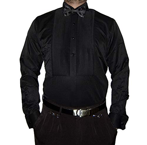 Chemise homme noire manches longues coupe slim ajustée taille 45 anti plis sous veste