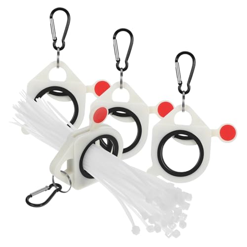 4pcs Luminous Zip Tie Holder with Carabiner Portable Organizer for Reusable Cable Ties Compact Cord Storage for Office and Home Use Easy Access High Capacity Design