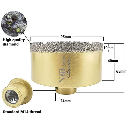 NBB vacuum brazed diamond hole saw with M14, Classic Golden type - Image 2
