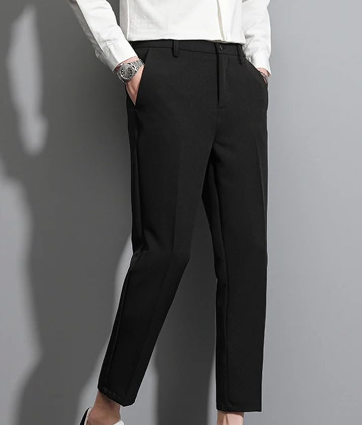 Men's Spring Summer Suit Casual Trousers - Business Classic Straight Ankle-Length Pants Plus Size3