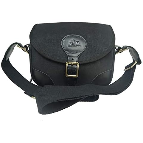 Tas Trost Heavy Duty Cowhide Genuine Leather Canvas Cartridge Carrier Shotgun Shell Bag,Good for Trap Shooting and Hunting Camping Large Storage (Black) Cover