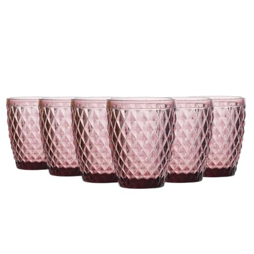 TRESV Set de 6 Vasos Colores o Transparente, Vaso de Cristal agua de 270ml, Vaso de Agua y Bebidas, Aptos para...