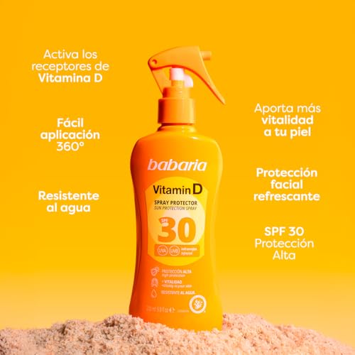 Babaria - Spray Solare Vitamina D Spf30 | Crema Solare 30 Corpo 200Ml | Bloccante Solare Con Vitamina D | Protezione Solare Pistola | Protezione Solare 30 Tutti I Tipi Di Pelle - 2