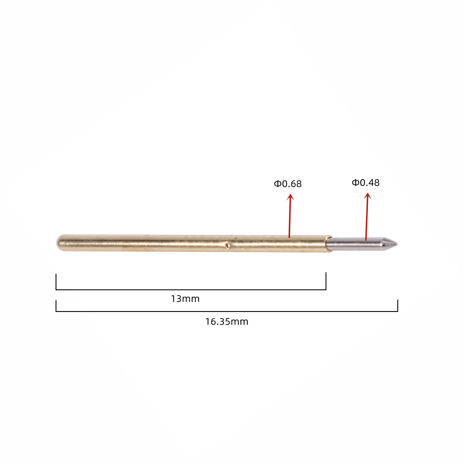 Image secondaire de Yosoo Sonde de Test de Pression de Ressort Pogo Aiguille P50-B1 Diamètre 0.68mm Longueur 16mm, 75g,100 pièces, Couleur Doré