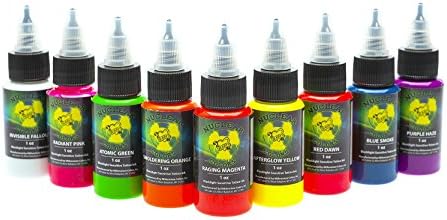 Tattoo Ink Set - MOM'S Nuclear UV Blacklight Colors 9 Primary 1/2oz