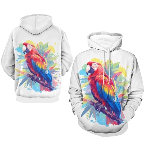 Sweat à capuche perroquet aquarelle sweatshirt pullover S - 7