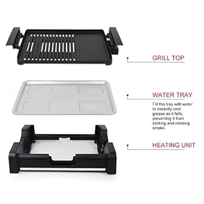 OZAVO BBQ Tischgrill mit Glasdeckel, Elektrogrill, Barbecue elektrisch Grillfläsche, Grillpaltte 1650Watt, verstellbarer… – Bild 4