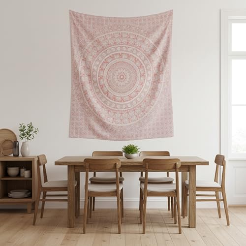 Image of Craft Trade 30x40 Inches Psychedelic Pink Cotton Mandala Ombre Wall Hanging Tapestry