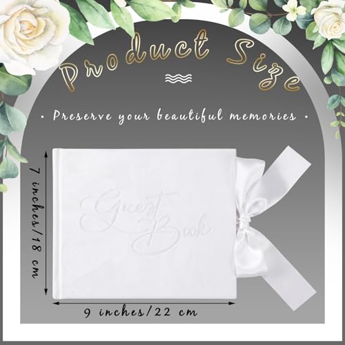 Image of Panelee Wedding Guest Book with Pen White Velvet Reception 144 Page Sign in Book Wedding Memory Papers Elegant Guestbook for Bridal Shower Party Guest Visitor