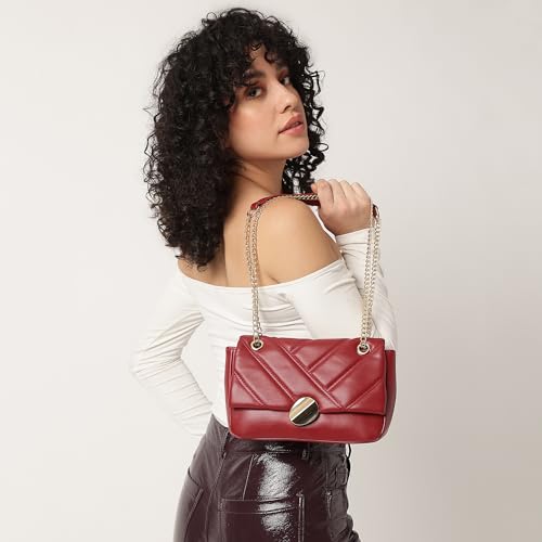 Image of Fastrack Puff Sling with Detachable Pouch | Faux-Leather Women's Handbags | Sling for Casual Carry