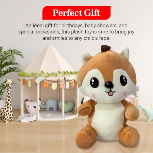 Image of ADORA Hooded Teddy Bear Soft Toy - Kawaii Plushie for Kids, Cute & Huggable Baby Plush Toy, Lovable Gift for Boys & Girls, Ideal for Birthdays & Special Occasions (Squirrel)