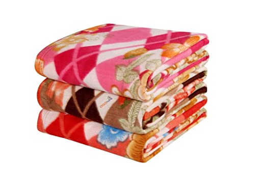 Image of VAS COLLECTIONS Printed Polar Fleece Single Bed All Season Blanket /Comforter /Dohar 250TC - Pack of 5 (58x88 Inch, Pink, Green, Rust and Red ect)